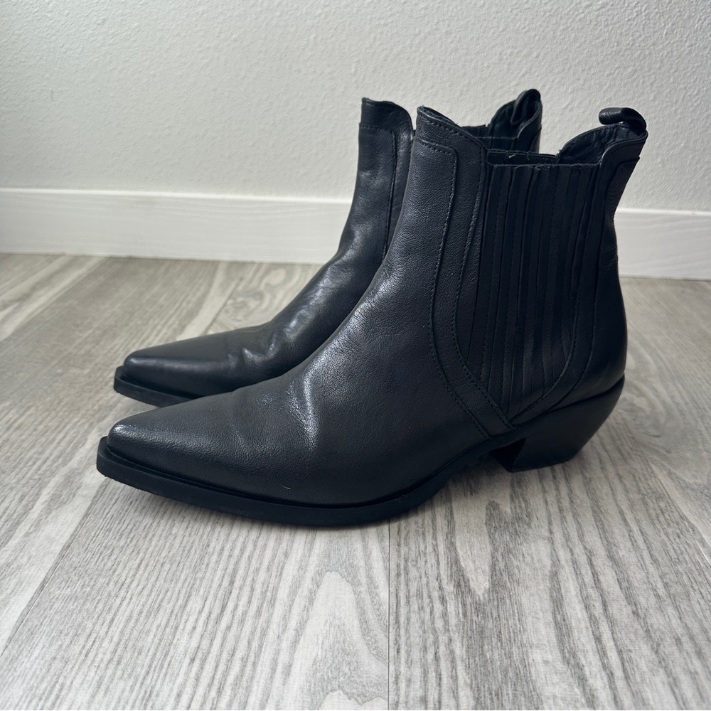 Emanuele Crasto Black Leather Western Ankle Boots 40 9 - Picture 1 of 14